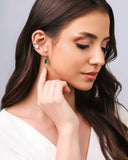 Brinco Argola Click Quadrados Esmeralda 2.2 cm Ródio Branco