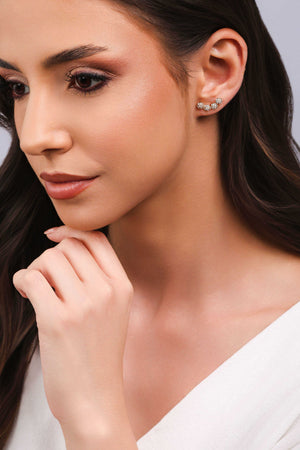 Ear Cuff Redondos Cravejados Cristal Banhado a Ouro 18K