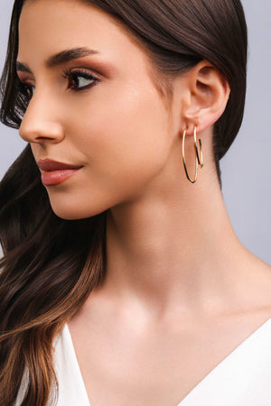 Brinco Argola Oval Fio 4.2 cm Banhado a Ouro 18K