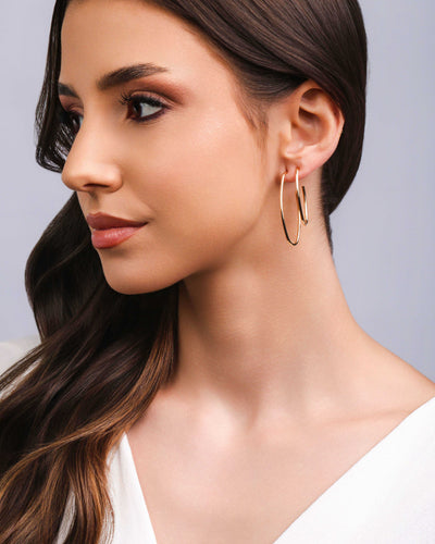Brinco Argola Oval Fio 4,2 cm Banhado a Ouro 18K
