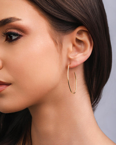 Brinco Argola Oval Fio 4,2 cm Banhado a Ouro 18K