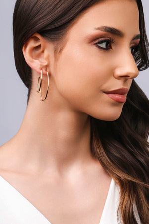 Brinco Argola Oval Fio 3.3 cm Banhado a Ouro 18K