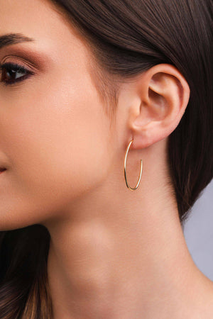 Brinco Argola Oval Fio 3.3 cm Banhado a Ouro 18K