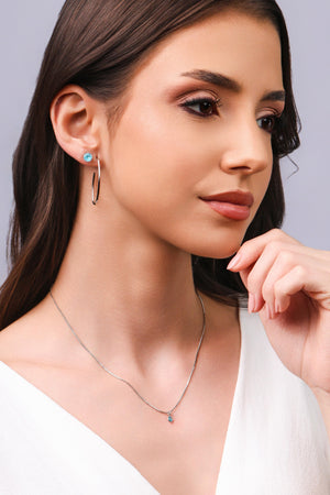 Brinco Argola Oval Fio 3.3 cm Ródio Branco