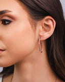 Brinco Argola Oval Fio 3.3 cm Ródio Branco