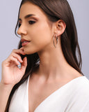 Brinco Argola Oval Fio 2.4 cm Ródio Branco
