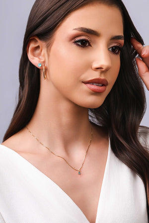 Brinco Ponto de Luz Topázio Sky 6 mm Banhado a Ouro 18K