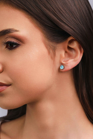 Brinco Ponto de Luz Topázio Sky 6 mm Ródio Branco