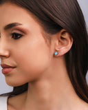 Brinco Ponto de Luz Topázio Sky 6 mm Ródio Branco