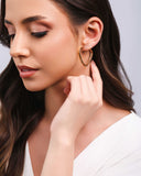 Brinco Argola Coração Reto Liso 3.2 cm Banhado a Ouro 18K