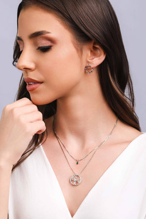 Brinco Argola Frontal Pontos de Luz Coloridos 1.5 cm Ródio Branco