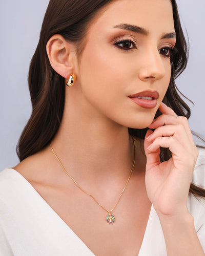 Brinco Argola Abaulada Lisa 1,7 cm Banhado a Ouro 18K