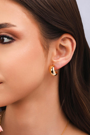 Brinco Argola Abaulada Lisa 1.7 cm Banhado a Ouro 18K