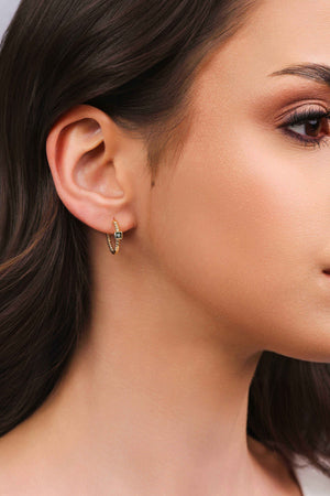 Trio de Argolas Pontos de Luz Quadrados Esmeralda Banhado a Ouro 18K