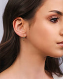 Trio de Argolas Pontos de Luz Quadrados Esmeralda Banhado a Ouro 18K