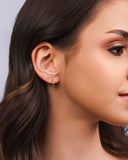 Trio de Argolas Pontos de Luz Quadrados Esmeralda Banhado a Ouro 18K