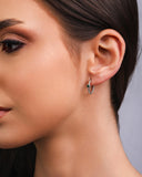 Trio de Argolas Pontos de Luz Quadrados Esmeralda Ródio Branco