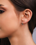 Trio de Argolas Pontos de Luz Quadrados Esmeralda Ródio Branco