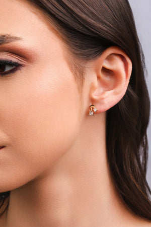Trio Cerejas Ponto de Luz Cristal Banhado a Ouro 18K