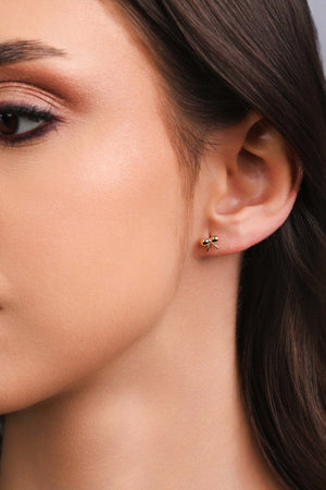 Trio Cerejas Ponto de Luz Cristal Banhado a Ouro 18K