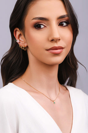 Gargantilha Ponto de Luz Esmeralda 4 mm Banhado a Ouro 18K - 40 cm