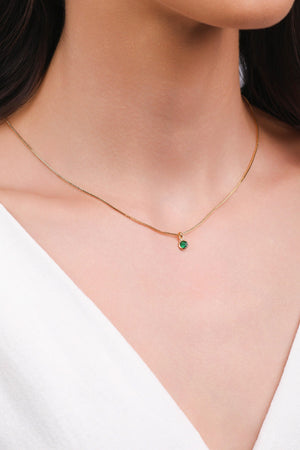 Gargantilha Ponto de Luz Esmeralda 4 mm Banhado a Ouro 18K - 40 cm