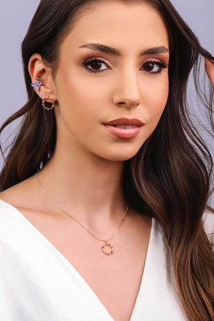 Gargantilha Veneziana Círculo Pontos de Luz Coloridos Banhado a Ouro 18K - 40 cm