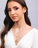 Gargantilha Dupla Árvore da Vida e Ponto de Luz Rubi Banhado a Ouro 18K