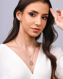 Gargantilha Dupla Árvore da Vida e Ponto de Luz Rubi Ródio Branco