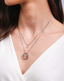 Gargantilha Dupla Árvore da Vida e Ponto de Luz Topázio Ródio Branco