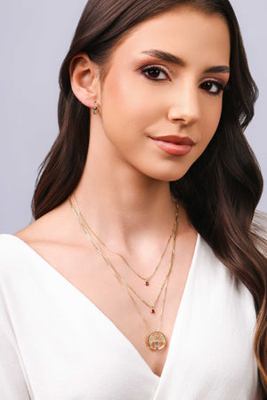 Gargantilha Ponto de Luz Rubi 4 mm Banhado a Ouro 18K - 40 cm