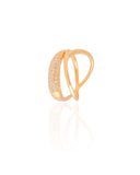Anel Entrelaçado Cravejado Cristal Tamanho 26 Banhado a Ouro 18K