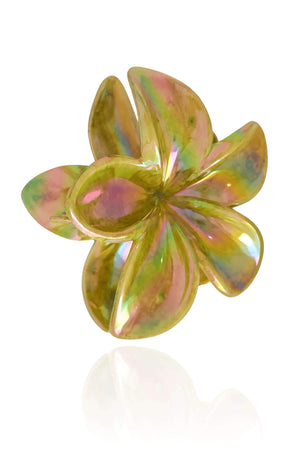 Presilha Flor Verde Perolada