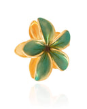 Presilha Flor Verde Banho Dourado