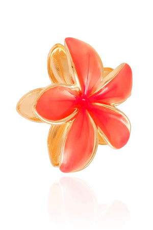 Presilha Flor Rosa Banho Dourado