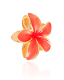 Presilha Flor Rosa Banho Dourado