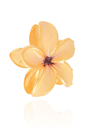 Presilha Flor Bege Com Lilás Banho Dourado
