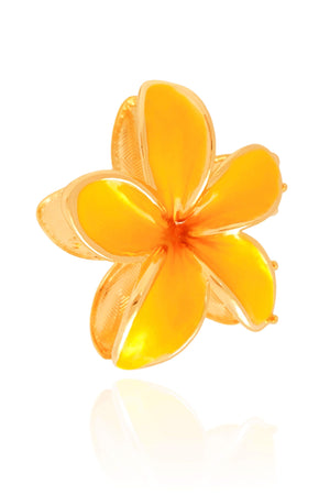Presilha Flor Amarela Banho Dourado