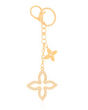Chaveiro Flor Cravejada Cristal Preta Banho Dourado