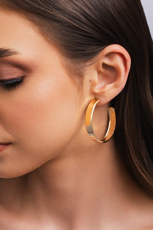 Brinco Argola Reta Lisa 4.2 cm Banhado a Ouro 18K