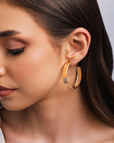 Brinco Argola Reta Lisa 4,2 cm Banhado a Ouro 18K