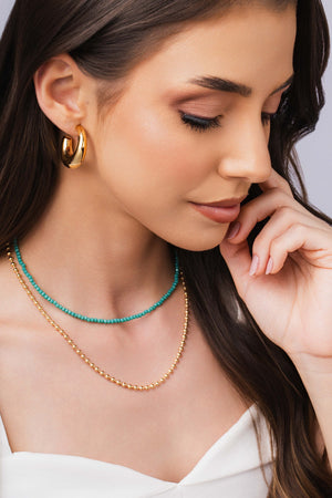 Brinco Argola Tubo Lisa ABS 2.9 cm Banhado a Ouro 18K