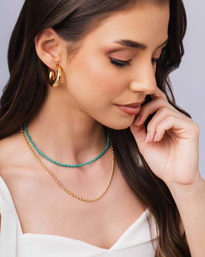 Brinco Argola Tubo Lisa ABS 2,9 cm Banhado a Ouro 18K