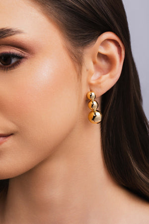 Brinco Bolas Lisas 3.0 cm Banhado a Ouro 18K