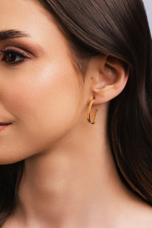 Brinco Argola Oval Fio Reto Liso 2.5 cm Banhado a Ouro 18K