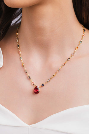 Gargantilha Gotas Coloridas Banhado a Ouro 18K - 45 cm