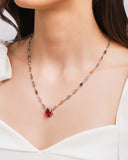 Gargantilha Gotas Coloridas Ródio Branco - 45 cm