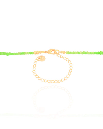 Choker Miçanga Verde Baleia Banhado a Ouro 18K - 32 cm
