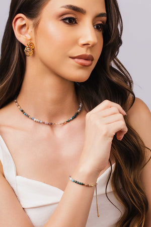 Choker Cristais Coloridos 4 mm Banhado a Ouro 18K