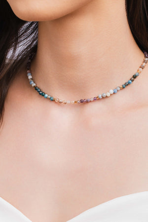 Choker Cristais Coloridos 4 mm Banhado a Ouro 18K